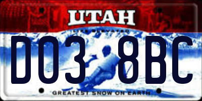 UT license plate D038BC