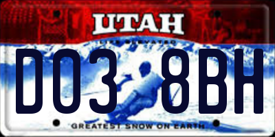 UT license plate D038BH