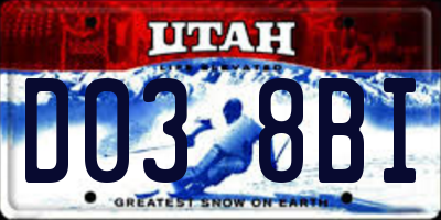 UT license plate D038BI