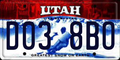 UT license plate D038BO