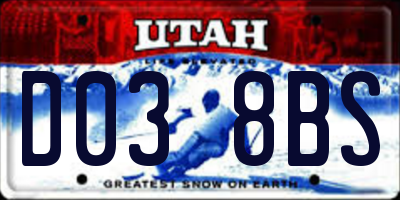 UT license plate D038BS