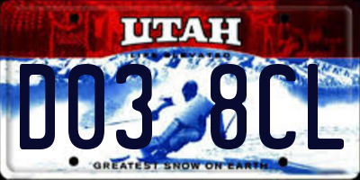 UT license plate D038CL