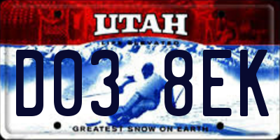 UT license plate D038EK
