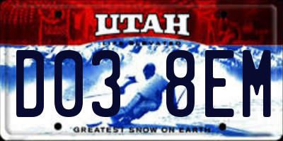 UT license plate D038EM