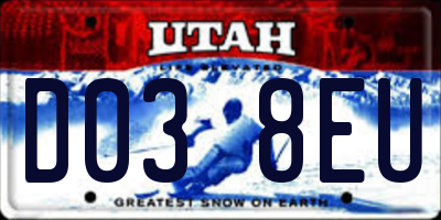 UT license plate D038EU