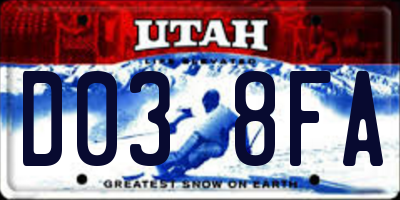 UT license plate D038FA