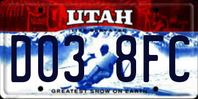 UT license plate D038FC