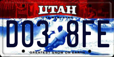 UT license plate D038FE