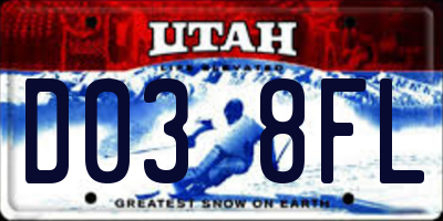 UT license plate D038FL