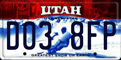 UT license plate D038FP