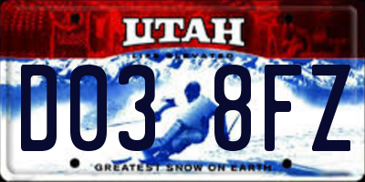 UT license plate D038FZ