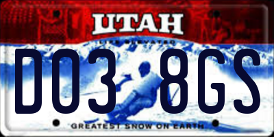 UT license plate D038GS
