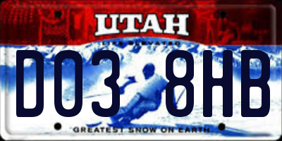 UT license plate D038HB