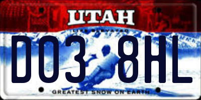 UT license plate D038HL