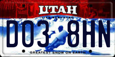 UT license plate D038HN