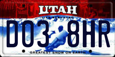 UT license plate D038HR