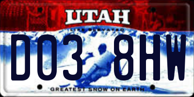 UT license plate D038HW