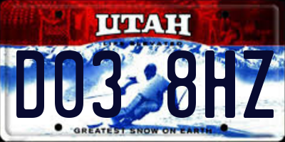 UT license plate D038HZ