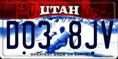 UT license plate D038JV