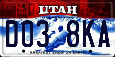 UT license plate D038KA