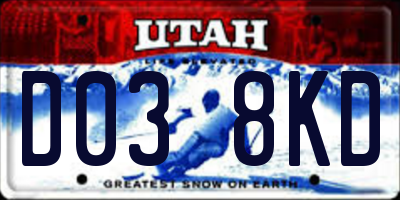 UT license plate D038KD