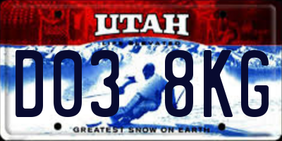 UT license plate D038KG
