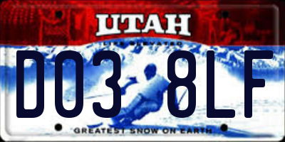 UT license plate D038LF