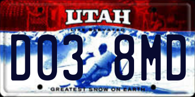 UT license plate D038MD