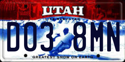 UT license plate D038MN