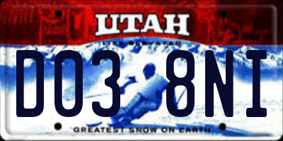 UT license plate D038NI