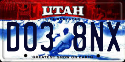 UT license plate D038NX