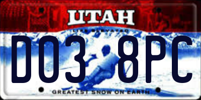 UT license plate D038PC