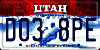 UT license plate D038PE