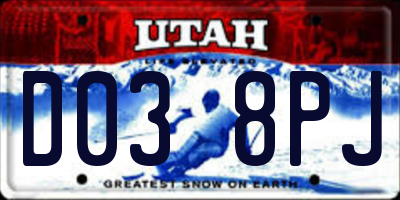 UT license plate D038PJ