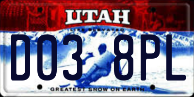UT license plate D038PL