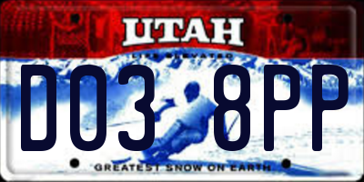 UT license plate D038PP