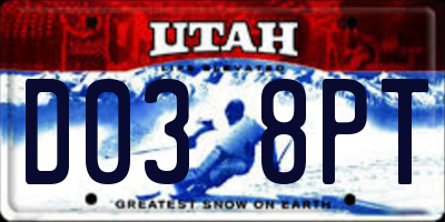 UT license plate D038PT