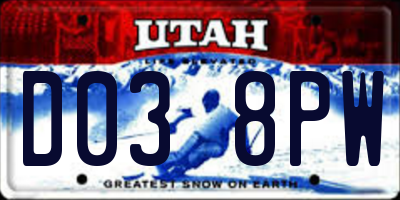 UT license plate D038PW