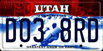 UT license plate D038RD