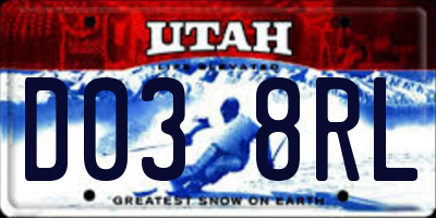 UT license plate D038RL