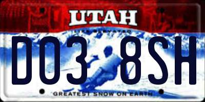 UT license plate D038SH
