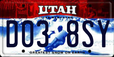 UT license plate D038SY