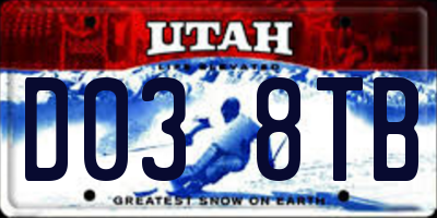 UT license plate D038TB