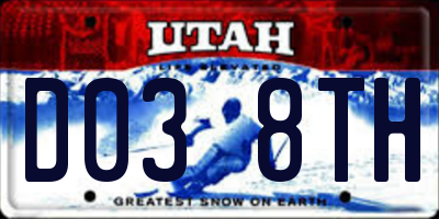 UT license plate D038TH