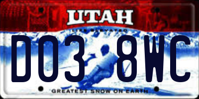 UT license plate D038WC