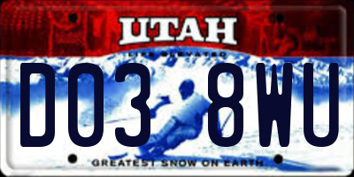 UT license plate D038WU