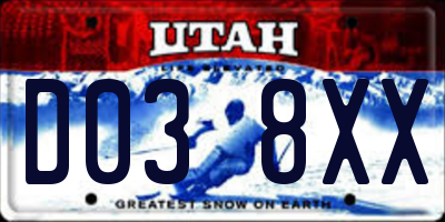 UT license plate D038XX