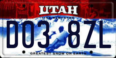UT license plate D038ZL