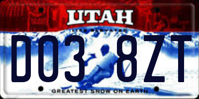 UT license plate D038ZT