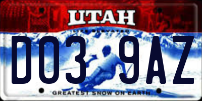 UT license plate D039AZ